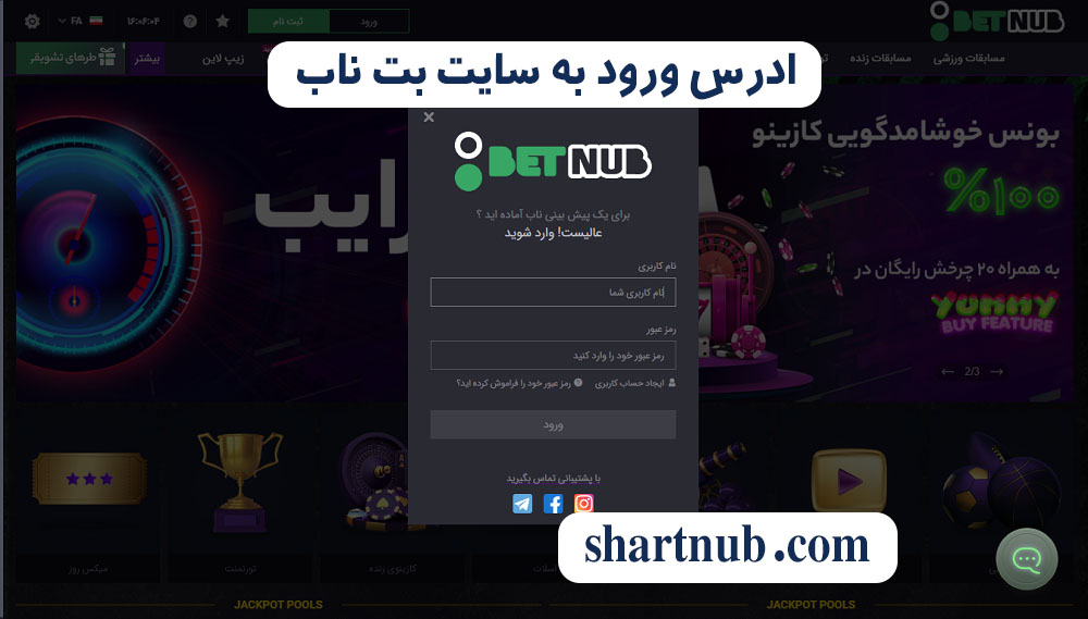 ادرس ورود به سایت بت ناب