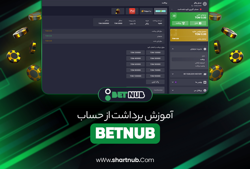 آموزش برداشت از حساب BetNub